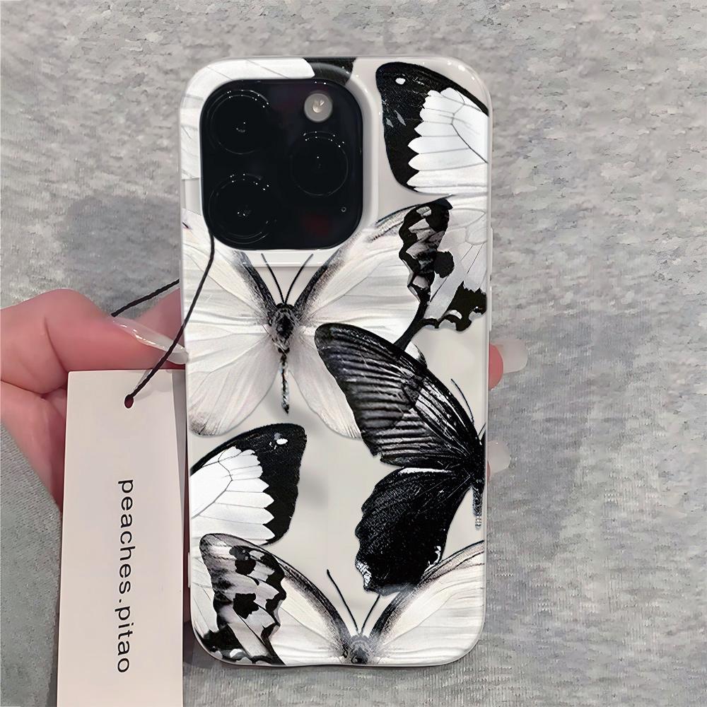 Black and White Butterfly Phone Case For IPhone 17 Air 16 15 14 13 12 11 Pro Max Cover Case For IPhone 16 15 14 Plus Case Funda