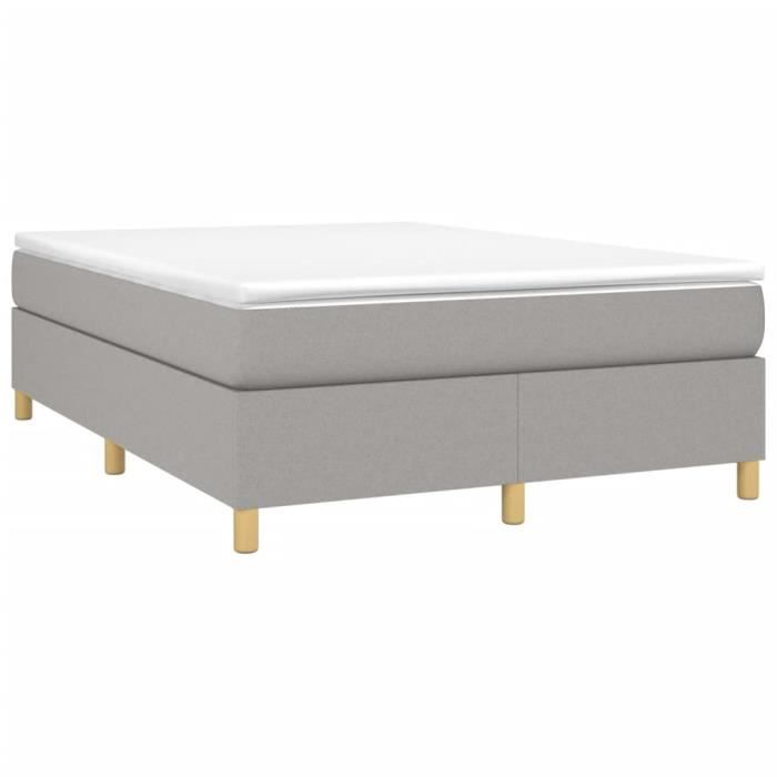 3144514 vidaXL Lit à sommier tapissier avec matelas Gris clair 140x190cm Tissu