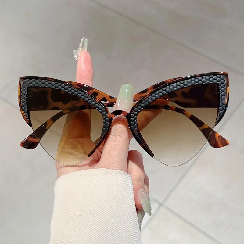 Oversized Cat Eye Sunglasses Women Stylish Butterfly Shaped Gradient Shades Ins Trendy Luxury Brand Design Sun Glasses