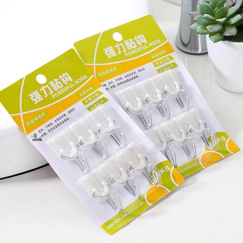

24 Traceless Adhesive Plastic Hooks for Bathroom, Bedroom, Kitchen - Load-Bearing, White