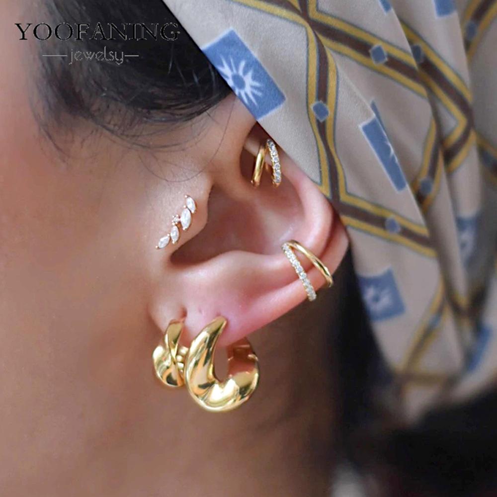 925 Silver Ear Needle Fashion Light Luxury Gold hoop earrings Classic Retro Collection earrings for women Jewelry Gift