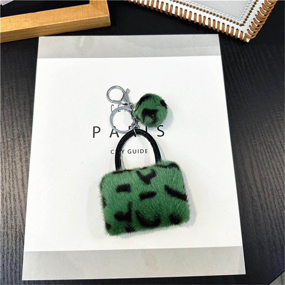 Colored Leopard Print Keychains Trendy Plush Bag Pendant Car Key Holder Accessories for Women Men Friendship Gifts Bag Charm