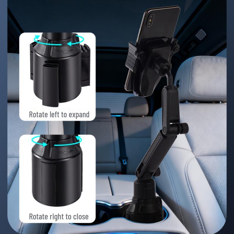 Adjustable Car Cup Holder with Phone Mount & Navigation Bracket