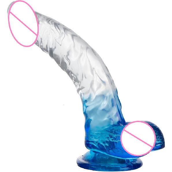 Transparent Two-Color Simulation Curved Penis Crystal Color Women's Masturbation Device Dildo Sexy Adult Toys