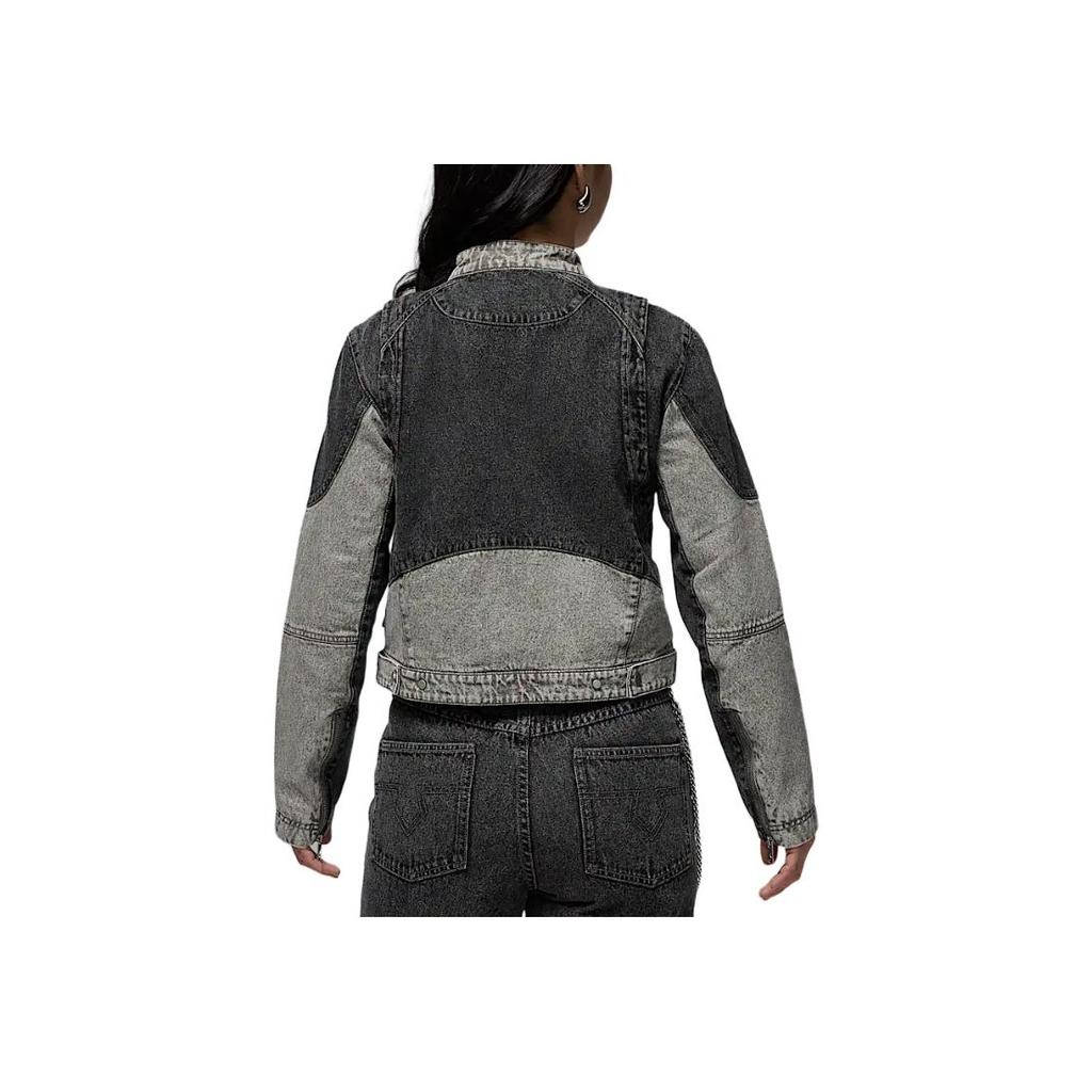 Jordan Air Soft Skin Fashion Stand Collar Jacket Women Jacket Black Teal-Gray Iron-Gray HF9426-010