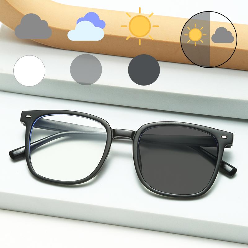 Photochromic Graded Sunglasses Anti Radiation Eye Glasses For Women Men Replaceable Lens square Eyeglasses