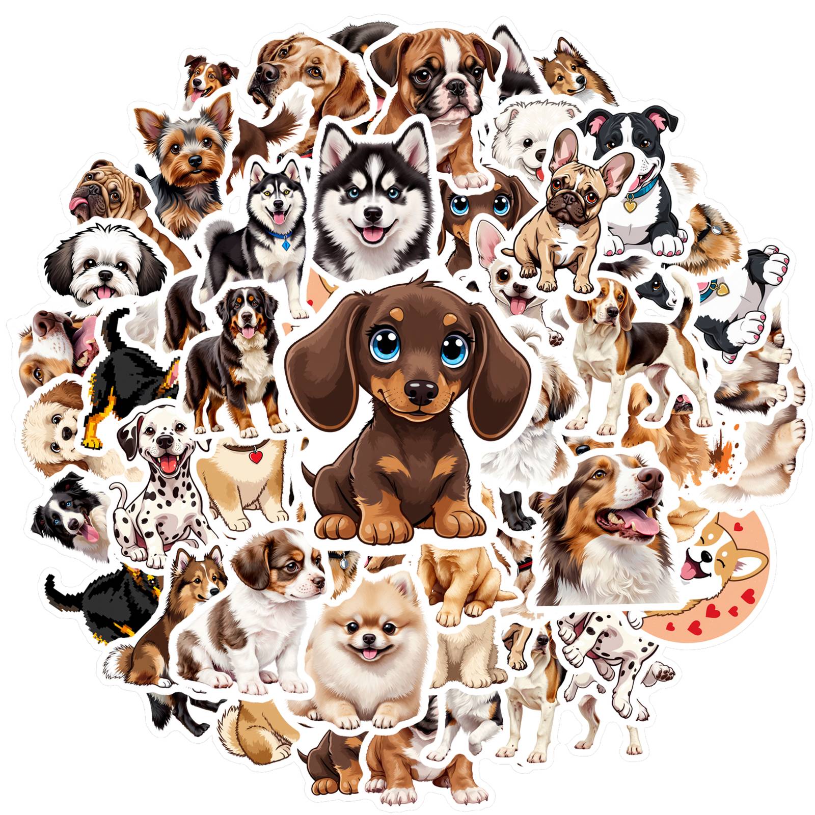 35pcs Cute Cute Animals Stickers Cartoon Dog Breeds Animal Stickers Stationery Stickers For Guitar Laptop Helmet Skateboard