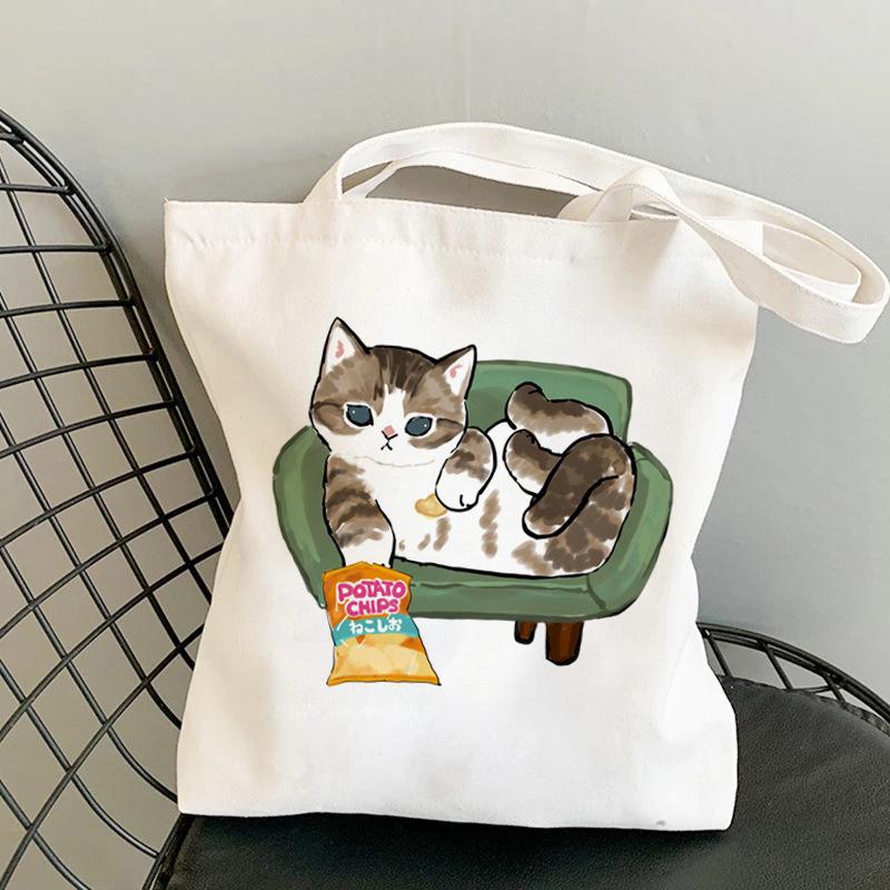Kawaii Catshark Print Canvas Harajuku Shoulder Bag