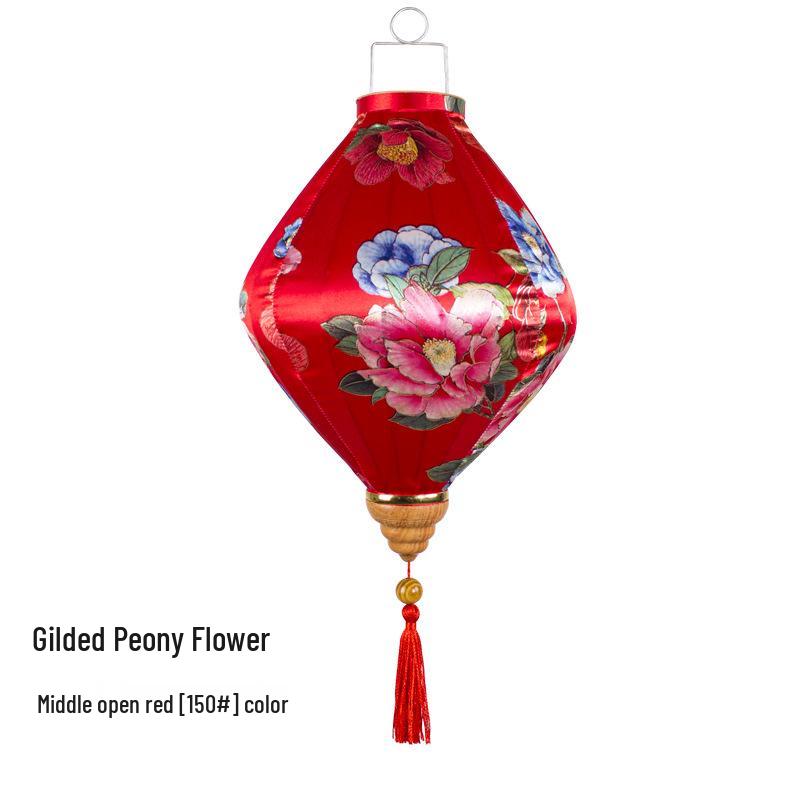 Gold-Edged Peony Palace Lantern - Chinese Style for New Year, Spring Festival, Weddings, Outdoor, or Housewarming Decor