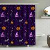 Purple Halloween Shower Curtain With Pumpkin Witches Hat Bats Candy Cane Pattern For Bathroom Decor In Home Accessories