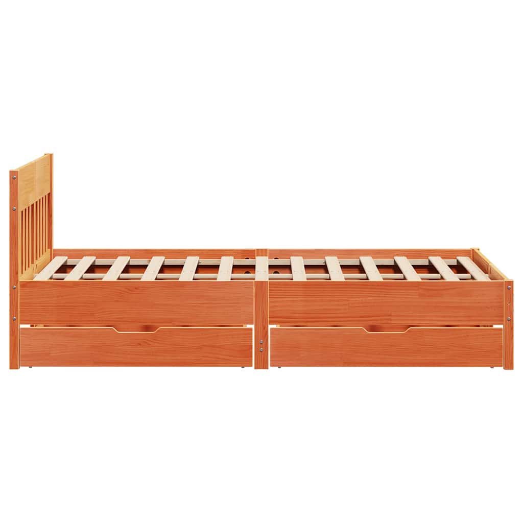 Solid Wood Bed Without Mattress Wax Brown 120 X 200 Cm Pine Wood