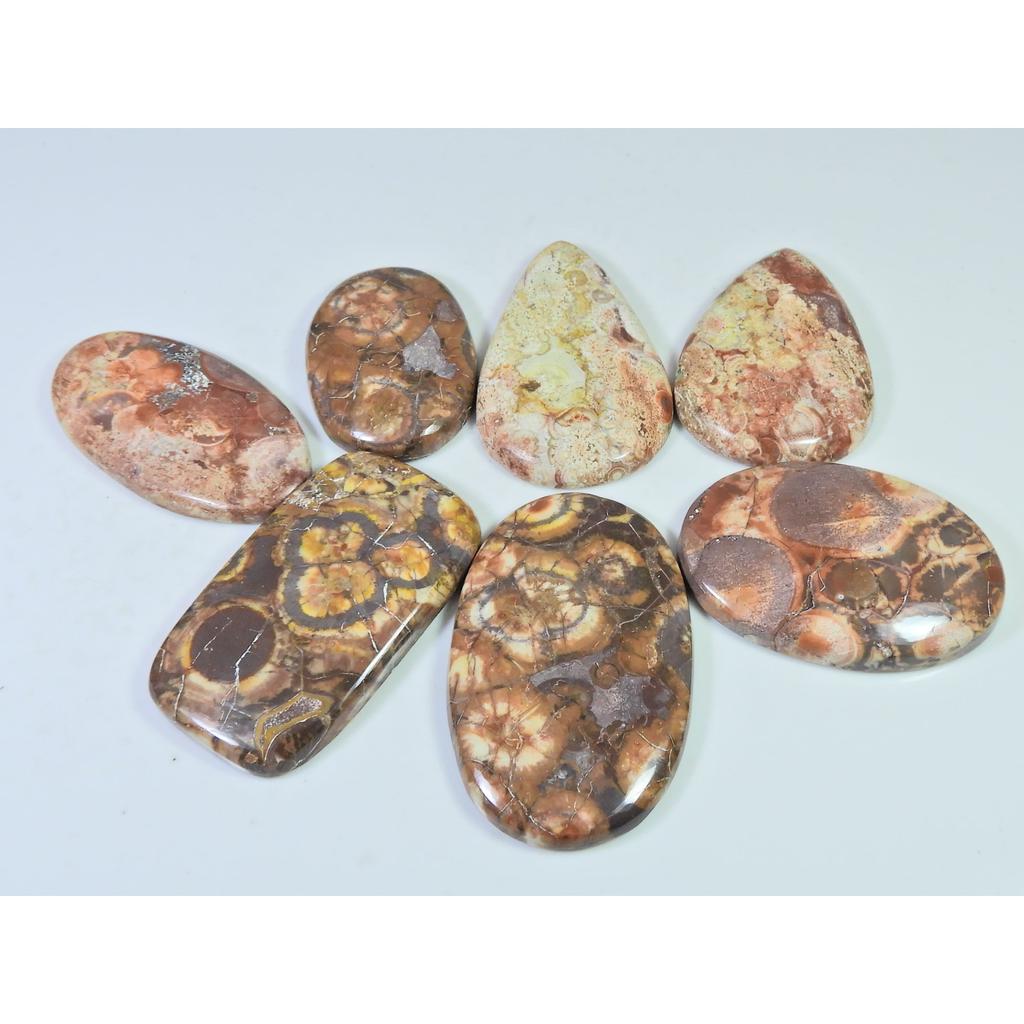 450Cts. Natural Bird Eye Jasper Mix Shape Cabochon Loose Gemstone 07Pcs Lot C-1912