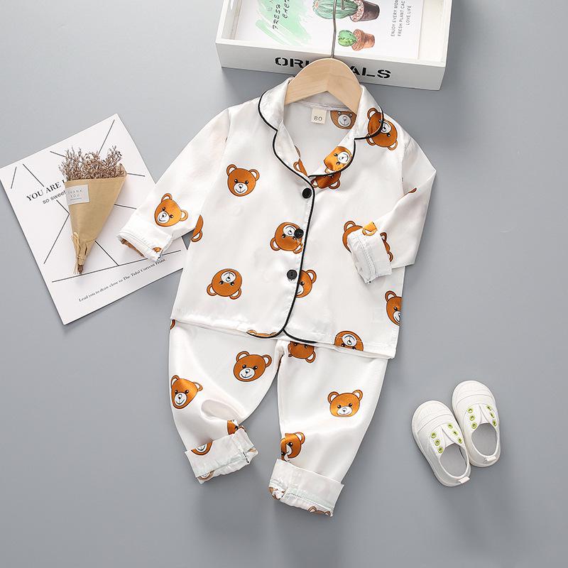 Conjunto de Pijama Infantil de Algodón Seda de Dibujos Animados