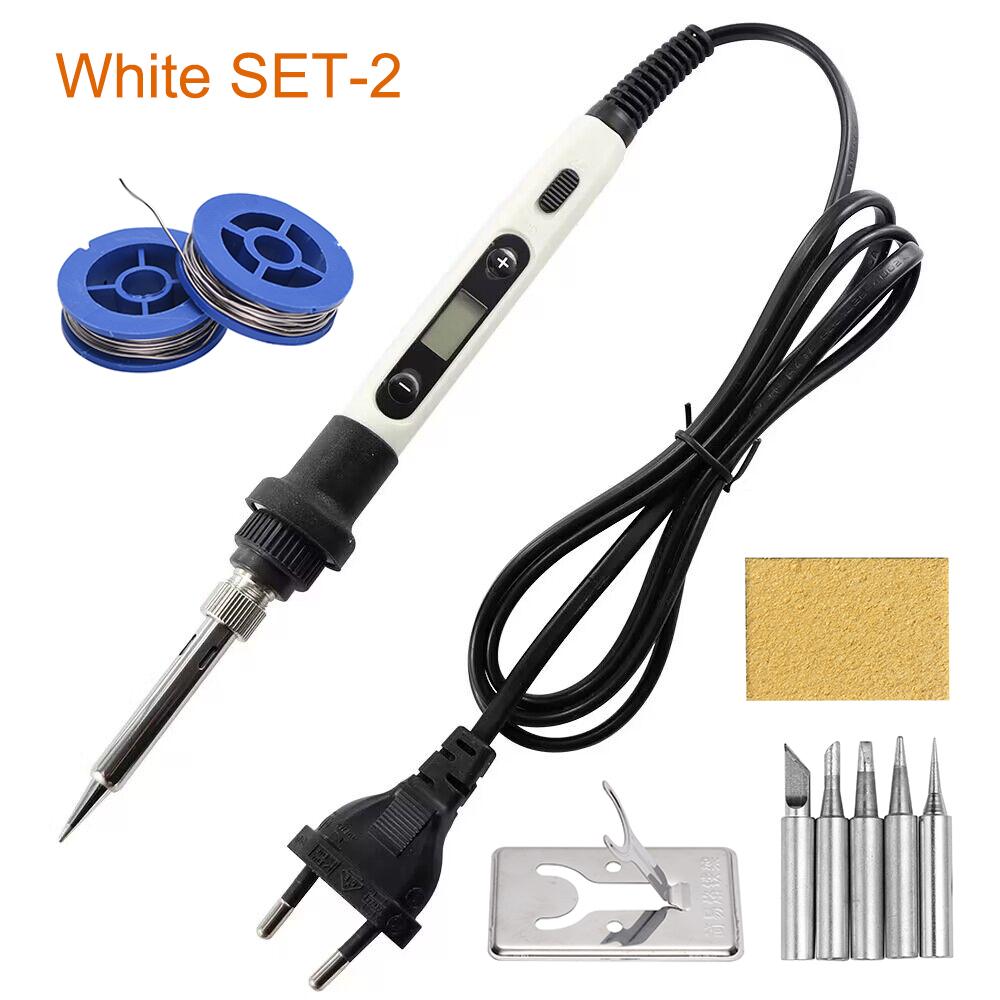 80W Electric Soldering Iron Adjustable Temperature LCD Digital Display Switch 110V 220V Welding Solder Repair Tools US EU Plug
