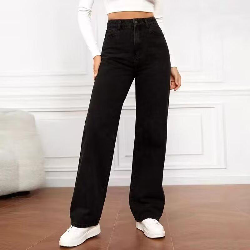 Women's Jeans Straight High Waist Loose Casual Long Pants