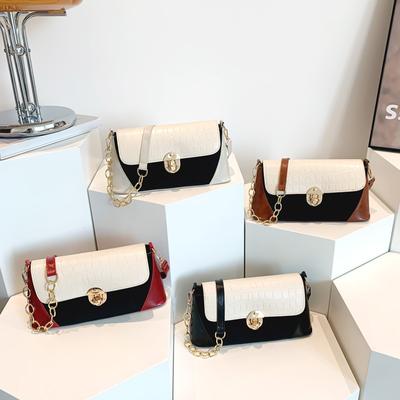 Personalized Contrasting Color Splicing Bag for Women's New Popular Crossbody Bag One Shoulder Armpit Bag Stone Pattern Bag