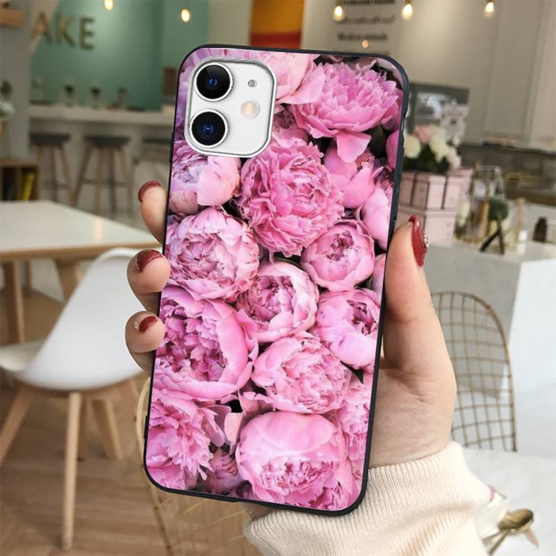 Yinuoda Elegant Pink Purple Peony Flower Onthe Vase Phone Case for iPhone 11 12 13 mini pro XS MAX 8 7 6 6S Plus X 5S SE 2020 XR