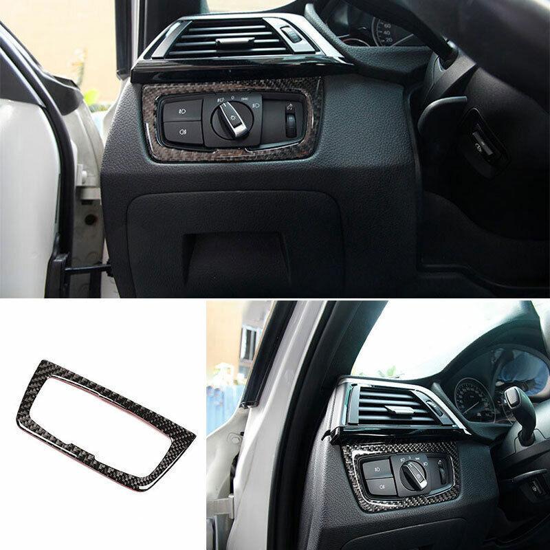 For BMW 3 4 Series GT 2013- Real Carbon Fiber Headlight Switch Control Frame
