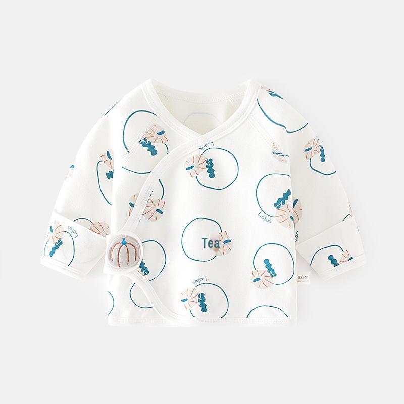 Newborn Boneless Pure Cotton Velcro Half-Back Pajamas - Spring/Autumn Style Baby Top