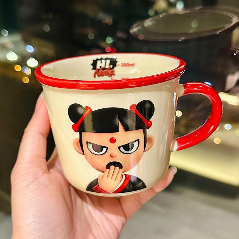 Cute Cartoon Nezha Mug Creative Ip Ceramic Cup Cute Household Water Cup Gift For Friends about 350ml