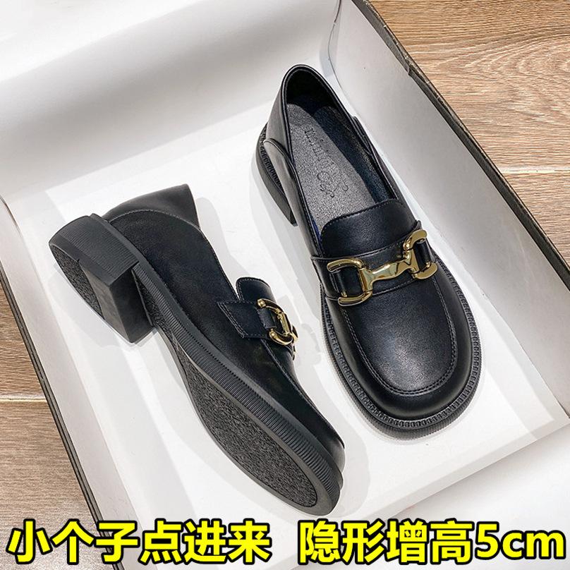 Invisible inner height increase small leather shoes women's 2025 spring and autumn new thick-soled small loafers 313233 small size single shoes