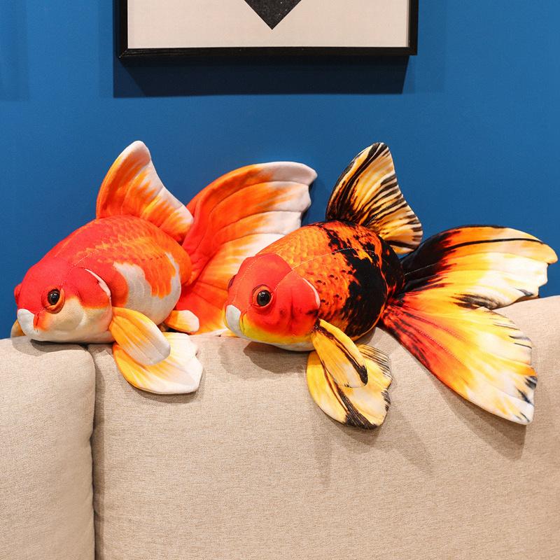 Favorite Toy Unisex Kids Black 50Cm New Cute Simulation Goldfish Plush Toys Kawaii Stuffed Animals Cartoon Chubby Lifelike Fish Accompany Dolls For Kids Gifts