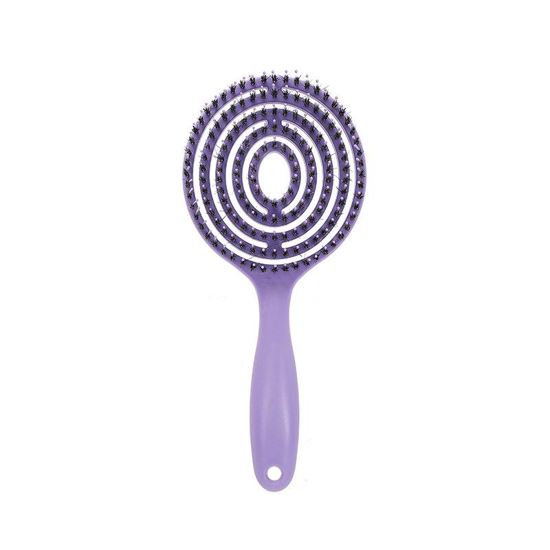 Korean Hollow Design Boar Bristle Hair Brush - Detangling, Volumizing & Scalp Massage Brush for Wet/Dry Hair Styling, Women's Long Hair Care