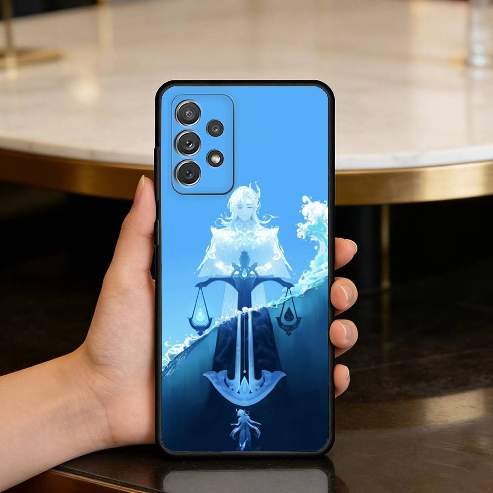 N-Neuvillette Genshin Impact Phone Case For Samsung Galaxy A73,A72,A71,A70,A53,A52,A51,Soft Silicone Black Cover