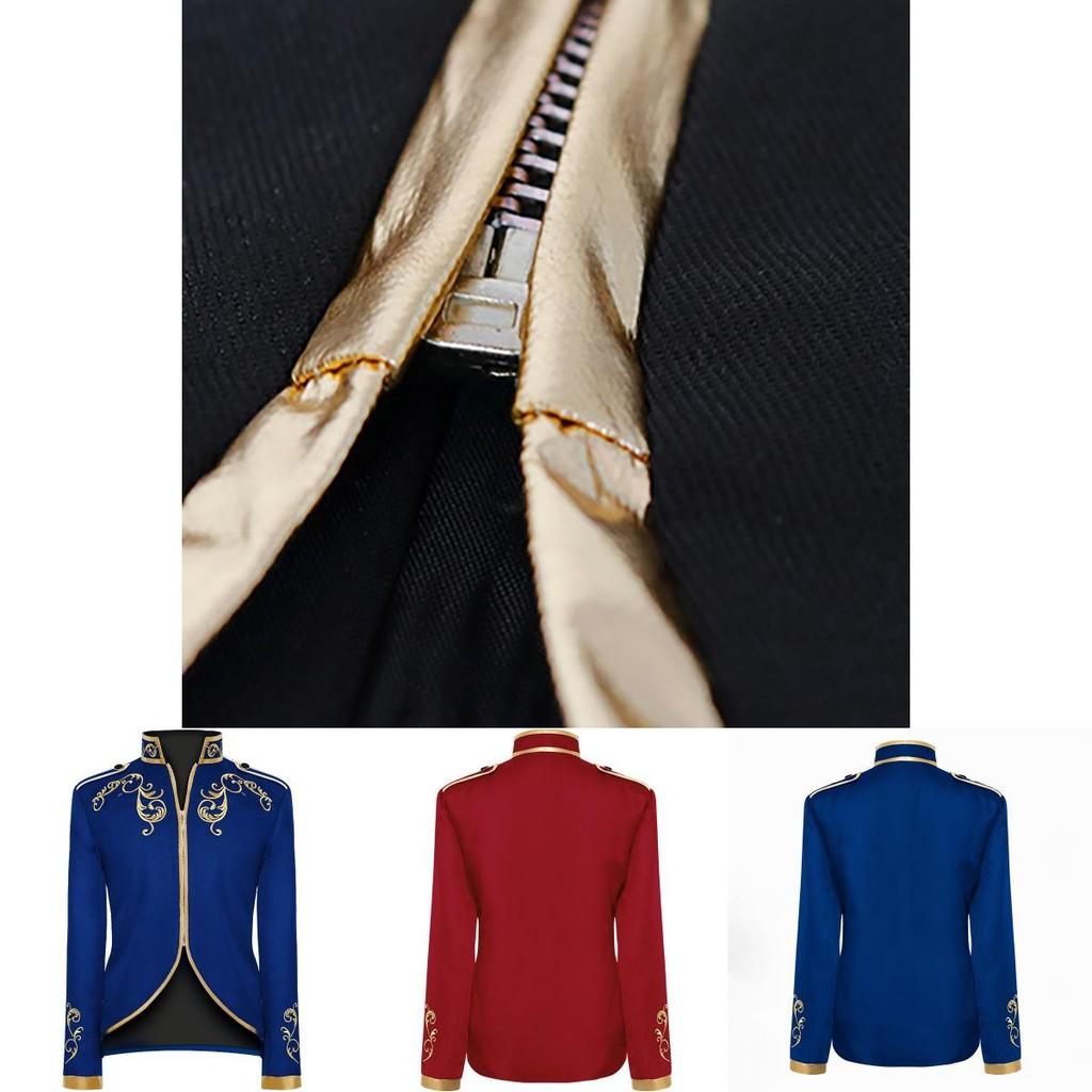 Nádherný pánský palácový princ blazer se zlatou výšivkou, perfektní pro halloweenský kostým