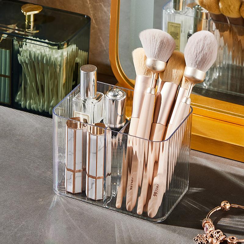 Transparente quadratische Tupfer-Kosmetik-Organizer-Aufbewahrungsbox aus Kunststoff mit Wattepadhalter für die tägliche Aufbewahrung