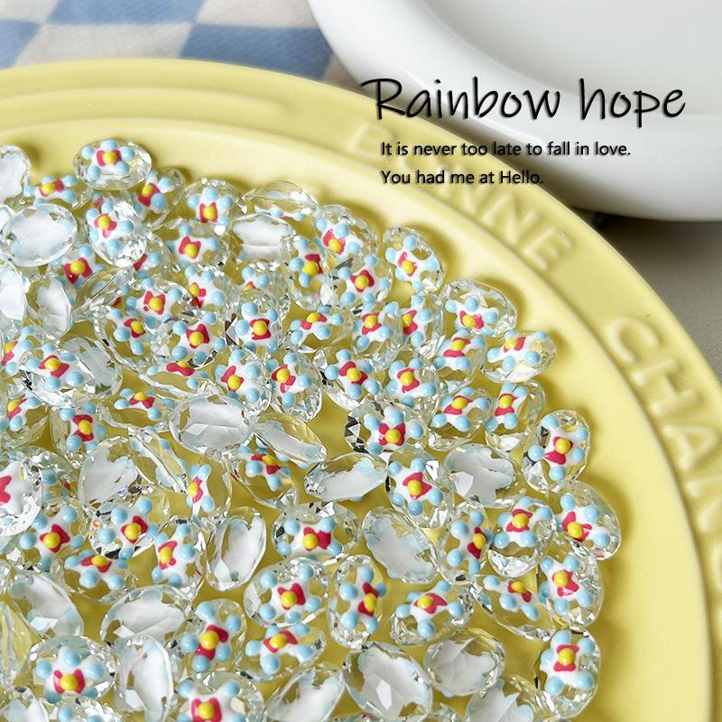 

Graffiti Hand-Painted Dopamine Color K9 Nail Rhinestones (10x14mm) - DIY Press-on Nail Art Jewelry Accessories