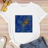 ZX TEE Van Gogh Printed Streetwear Fashion Girls T-Shirts Harajuku White Clothing Short Sleeve Summer Tees Casual Female O-Neck Tops