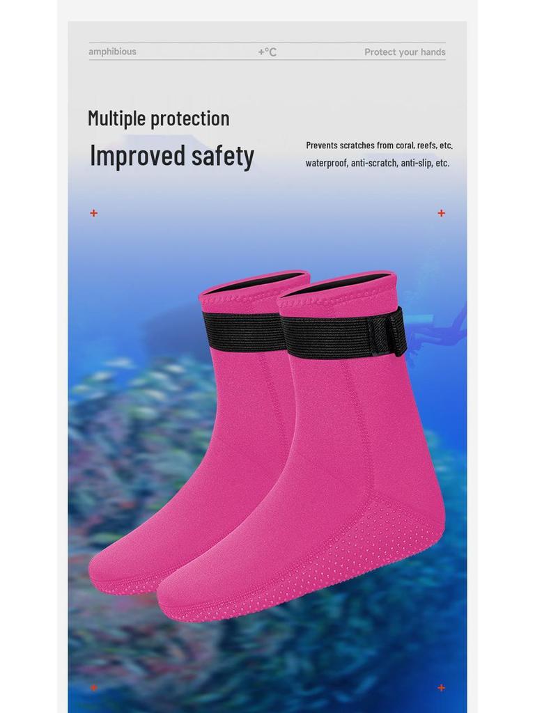 3mm Non-Slip Dive Socks: Wear-Resistant, Thickened, Warm for Winter Swimming, Surfing, Snorkeling, and Wading.