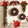 LED Christmas Wreath Artificial Christmas Illuminated Ornament With Pine Cones And Berry Artificial Pine Holiday Wreath For