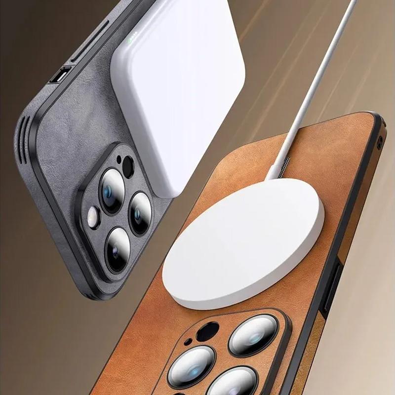 1Pc New Magnetic Iphone Case Luxury Retro Matte Leather Wireless Charge Case For Iphone 15 14 13 12 11 Pro Max Shockproof Cover
