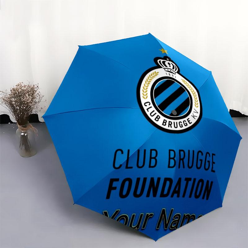 1 PC Automatic Folding Umbrella - Club Brugge KV Custom Name Pattern, Portable & Foldable Design with 8 Ribs, Christmas Birthday Gifts