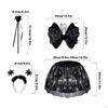Halloween Costume Set Headband Hair Band Clothes Outfits Tutu Skirt and Wing Festival Theme Party