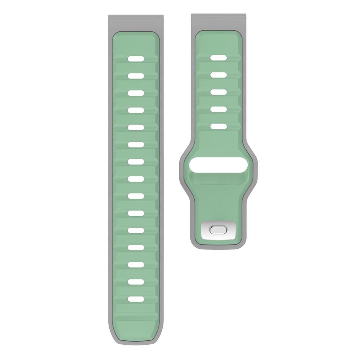

20mm Silicone Strap for Samsung Galaxy Watch7 40mm/44m/Huami Amazfit Active 2 Dual Color Sport Wrist Band Light Green/Grey