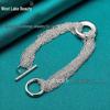 West Lake Silver Multi-Chain Ring OT Buckle Bracelet for Women