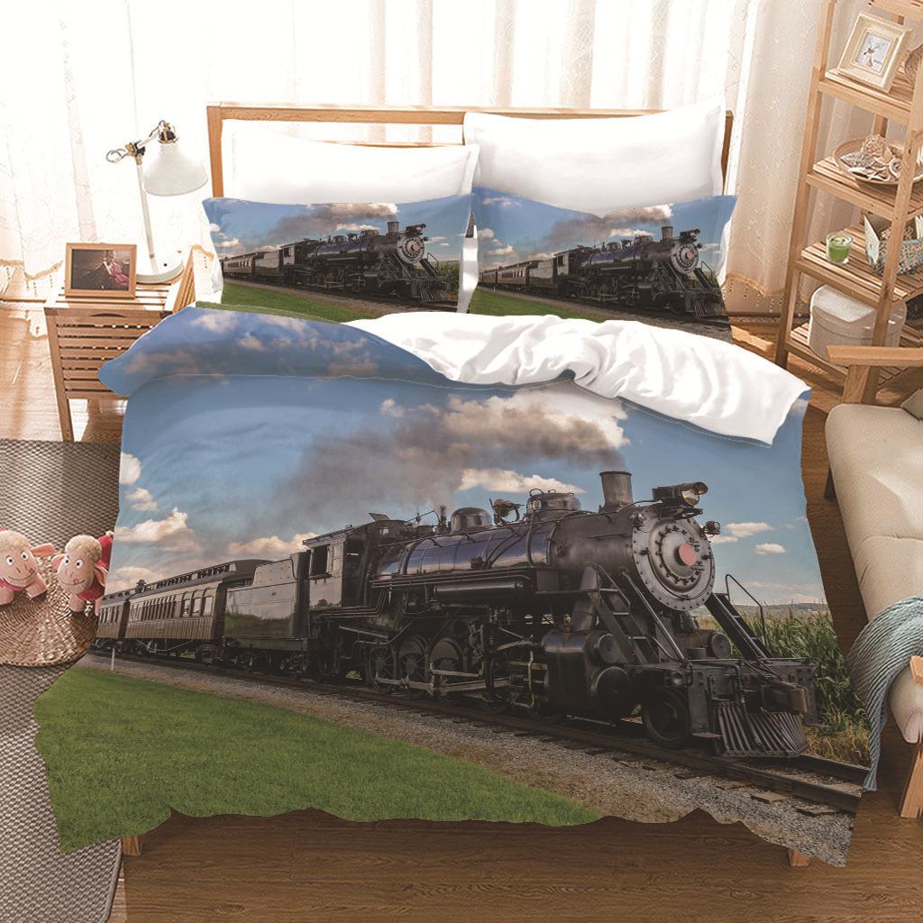 Locomotive Quilt Cover Three-Piece Set, Home Textile Printing