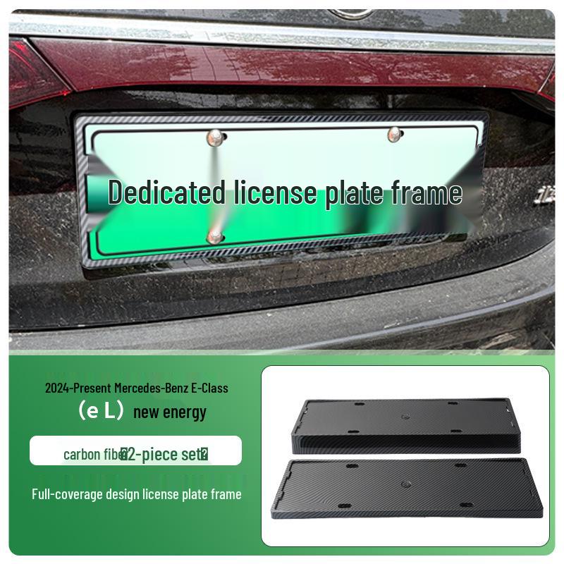 Mercedes E-Class 24-25 Green Plate Frame - New Energy Full Edge License Plate Holder.