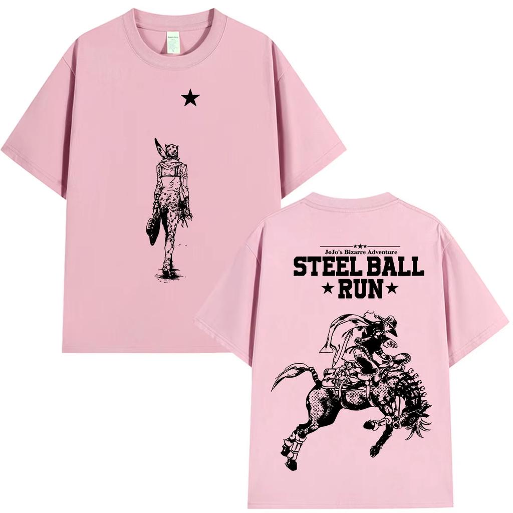 Hot Sale Anime JoJo Bizarre Adventure STEEL BALL RUN Johnny Joestar T-shirt Men Women Graphic Oversized T Shirt Breathable Streetwear Casual Tees