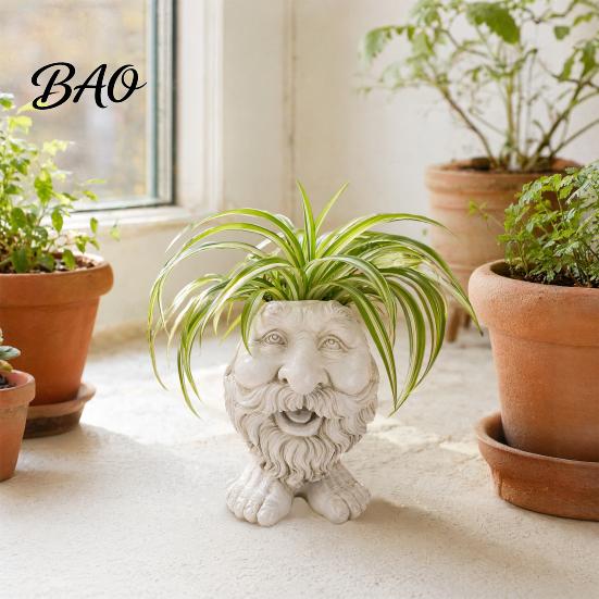 Personalized Plant Holder Face Flower Pot, Head Planter Funny Shape Outdoor Flowerpot Statue, Cute Resin for Indoor Plants Garden Decorations Porch