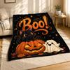 Boo Black Cat Pumpkin Ghost Coral Fleece Blanket