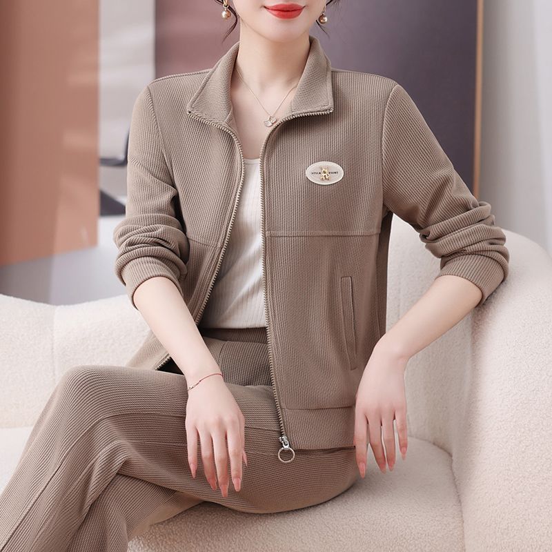 

Повседневные утолщенные комплекты из 2 предметов Женские толстовки с длинным рукавом на молнии Топы Conjuntos Зимний теплый бархатный подклад Прямые брюки Спортивный костюм L