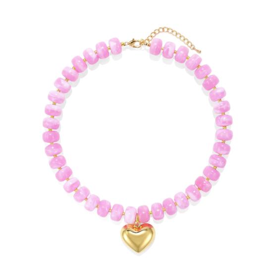 Klobiger Bunter Perlen-Choker Harzperlen-Halskette Boho Urlaubs-Halskette für Damen Tägliches Tragen Sommer Strandurlaub Schmuck