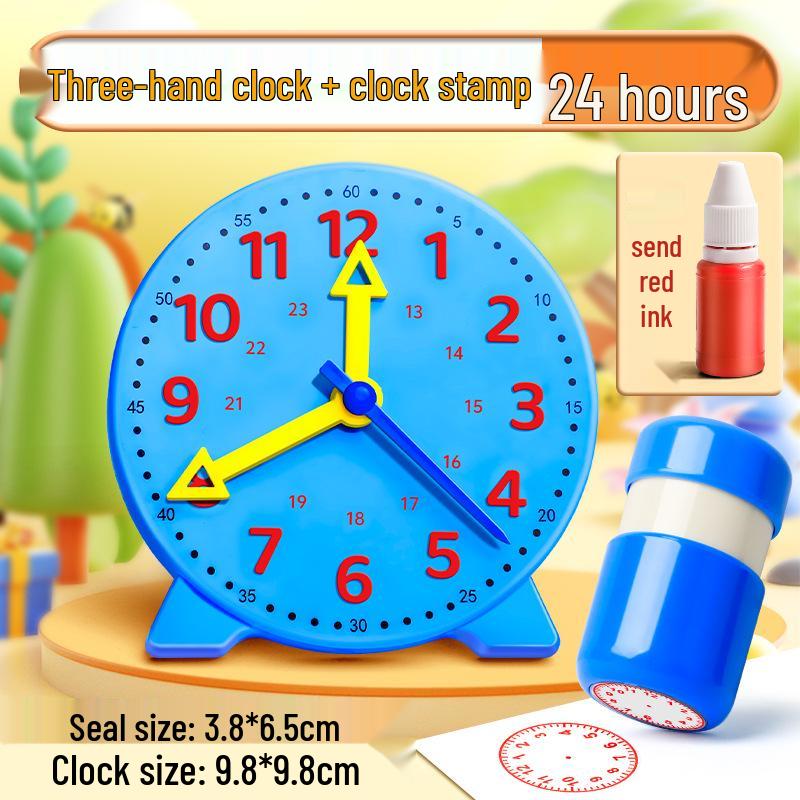 Second Grade Clock Model: Teaching Aids for Kids To Learn Time - 3-Pin Math Learning Toy