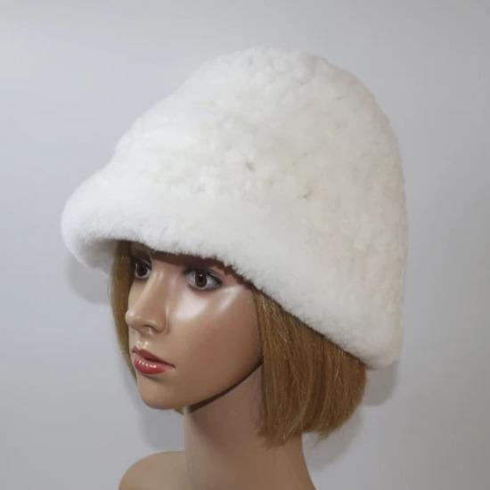 Knitted Winter Women Real Rex Rabbit Fur Hat Natural Warm Rex Rabbit Fur Hats Lady Quality Thick Genuine Rex Rabbit Fur Cap