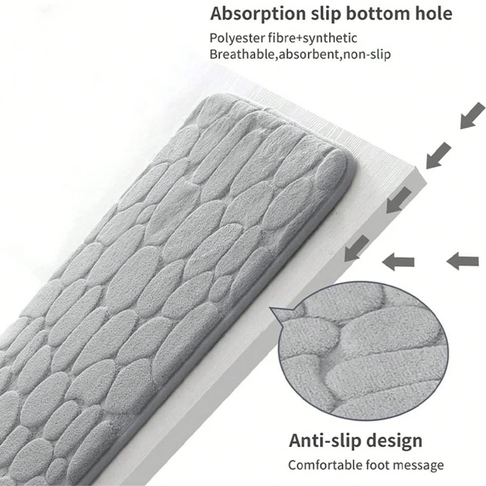 Pebble Embossed Bath Mat Super Absorbent Quick-Dry Thickened Comfortable Toilet Non-slip Floor Mat Machine-Washable Home Decor