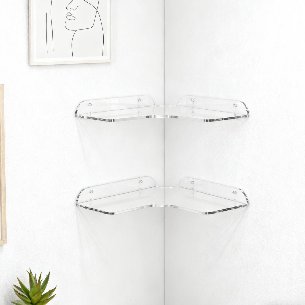 Shelves For Room Wall 2 Pieces Heavy Duty Storage Acrylic Wall Mounted Bathroom Shelves For Kitchen Bedroom Office Apartment